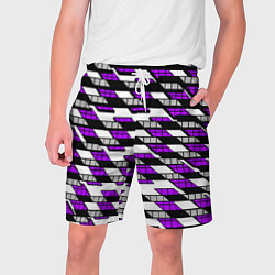 Мужские шорты Фиолетовые треугольники и квадраты на белом фоне