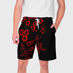 Шорты на шнурке мужские Клеймо жертвы из аниме Берсерк - красные цветы, цвет: 3D-принт