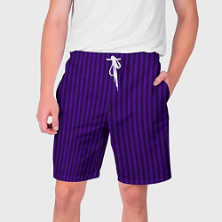 Шорты на шнурке мужские Яркий фиолетовый в полоску, цвет: 3D-принт