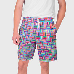 Шорты на шнурке мужские Разноцветный клетка-полосы паттерн, цвет: 3D-принт
