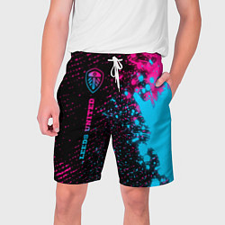 Шорты на шнурке мужские Leeds United - neon gradient по-вертикали, цвет: 3D-принт