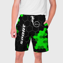 Шорты на шнурке мужские Nissan green sport hexagon, цвет: 3D-принт
