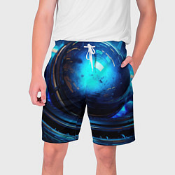 Шорты на шнурке мужские Кислотная синяя яркая неоновая абстракция, цвет: 3D-принт