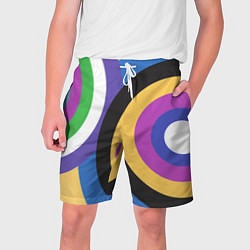 Шорты на шнурке мужские Разноцветные круги, абстракция, цвет: 3D-принт