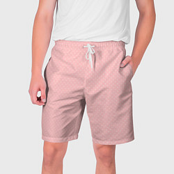 Мужские шорты Светлый розовый в мелкий белый горошек