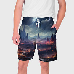 Шорты на шнурке мужские Фантастическая планета внутри космоса, цвет: 3D-принт