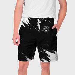 Шорты на шнурке мужские Borussia краски чёрно белый, цвет: 3D-принт
