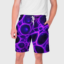 Шорты на шнурке мужские Фиолетовы неоновые соты, цвет: 3D-принт