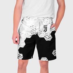 Шорты на шнурке мужские Juventus hexagon black sport, цвет: 3D-принт
