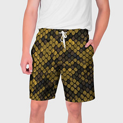 Шорты на шнурке мужские Змеиный камуфляж - текстура чешуи, цвет: 3D-принт