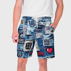 Шорты на шнурке мужские Геймерские знаки на пэчворк, цвет: 3D-принт
