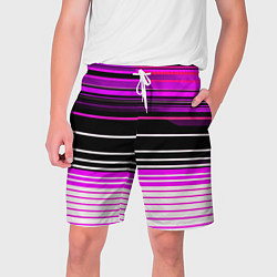 Шорты на шнурке мужские Разноцветные вертикальные линии, цвет: 3D-принт