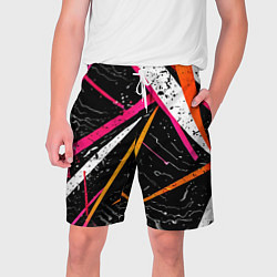 Шорты на шнурке мужские Разноцветные праздничные линии, цвет: 3D-принт