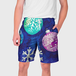 Шорты на шнурке мужские Новогодний узор, цвет: 3D-принт