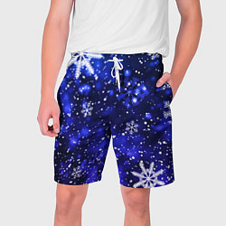 Шорты на шнурке мужские Новогодние узорчатые снежинки, цвет: 3D-принт