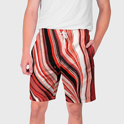 Шорты на шнурке мужские Волнистые вертикальные чёрно-красные полосы, цвет: 3D-принт