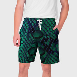 Шорты на шнурке мужские Бирюзовая змеиная кожа, цвет: 3D-принт