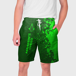 Шорты на шнурке мужские Assassins Creed - green gradient по-вертикали, цвет: 3D-принт