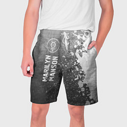 Шорты на шнурке мужские Marilyn Manson - grey gradient по-вертикали, цвет: 3D-принт