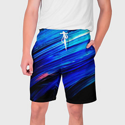 Мужские шорты Синии кисти краски на черном