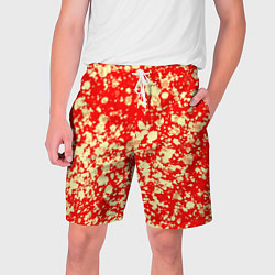 Шорты на шнурке мужские Пятнистый красно-жёлтый, цвет: 3D-принт