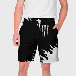 Шорты на шнурке мужские Monster energy белый огонь, цвет: 3D-принт