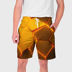 Шорты на шнурке мужские Желтые неоновые соты - текстура, цвет: 3D-принт
