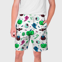 Мужские шорты Halloween light green pumpkin - паттерн