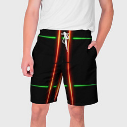 Шорты на шнурке мужские Neon green black red line, цвет: 3D-принт