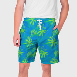 Шорты на шнурке мужские Palm light green light blue, цвет: 3D-принт