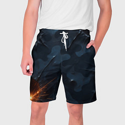 Шорты на шнурке мужские Камуфляжная текстура с дырами, цвет: 3D-принт