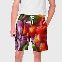 Шорты на шнурке мужские Микс из овощей - текстура, цвет: 3D-принт