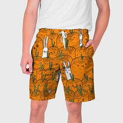 Шорты на шнурке мужские Милый кролики в морковном поле, цвет: 3D-принт