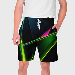 Шорты на шнурке мужские Неоновое освещение, цвет: 3D-принт