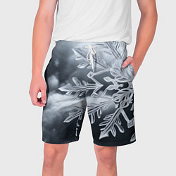 Шорты на шнурке мужские Снежинка на черно белое, цвет: 3D-принт
