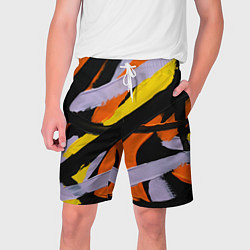 Шорты на шнурке мужские Полоски краски абстракция, цвет: 3D-принт