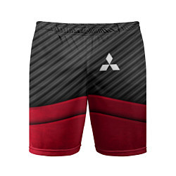 Шорты спортивные мужские Mitsubishi: Red Carbon, цвет: 3D-принт