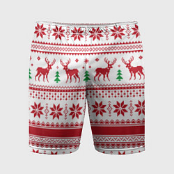 Шорты спортивные мужские Новогодние олени, цвет: 3D-принт