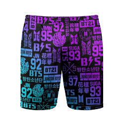 Шорты спортивные мужские BTS Logos, цвет: 3D-принт