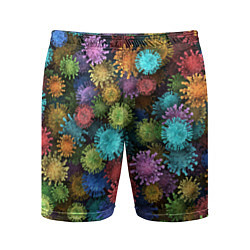 Шорты спортивные мужские Разноцветные вирусы, цвет: 3D-принт