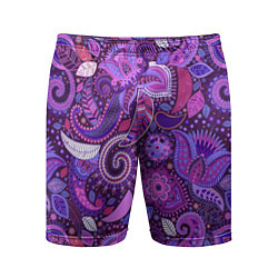 Шорты спортивные мужские Фиолетовый этнический дудлинг, цвет: 3D-принт