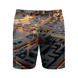 Шорты спортивные мужские 3D абстрактная схема, цвет: 3D-принт
