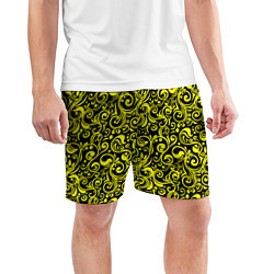 Шорты спортивные мужские Желтые узоры, цвет: 3D-принт — фото 2
