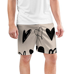 Шорты спортивные мужские Сердечный паттерн, цвет: 3D-принт — фото 2
