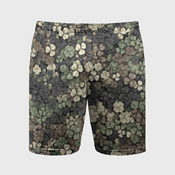 Шорты спортивные мужские Камуфляж с клевером, цвет: 3D-принт