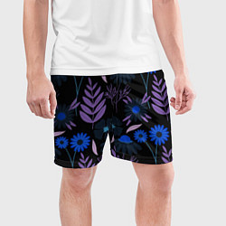 Шорты спортивные мужские Цветы и листья, цвет: 3D-принт — фото 2