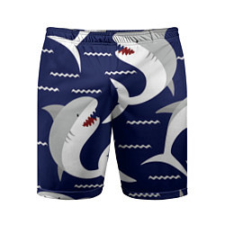 Шорты спортивные мужские Акулы, цвет: 3D-принт
