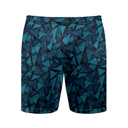 Шорты спортивные мужские Синий полигональный паттерн, цвет: 3D-принт
