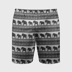 Мужские спортивные шорты Черно-белый узор слоны