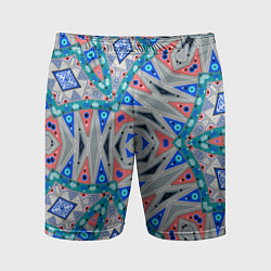 Шорты спортивные мужские Серо-синий абстрактный узор, цвет: 3D-принт